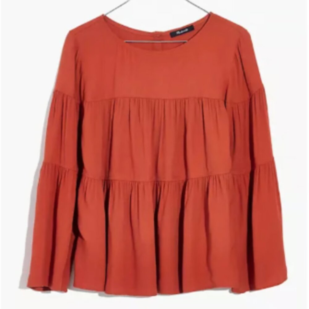 Madewell Orange Tiered Button-Back Top Size XXS